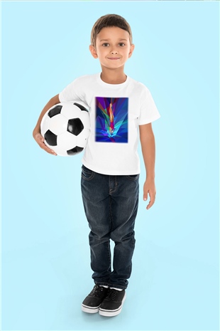 Yüzme Baskılı Beyaz Unisex Çocuk Tişört