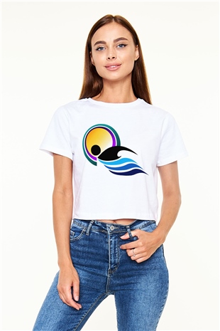 Yüzme Beyaz Croptop Tişört
