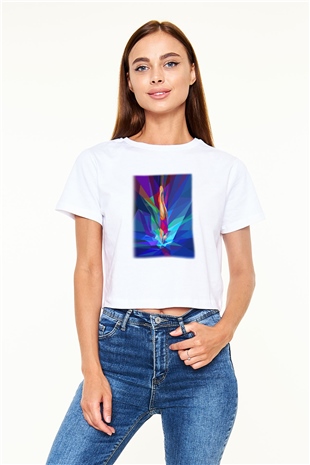Yüzme Beyaz Croptop Tişört