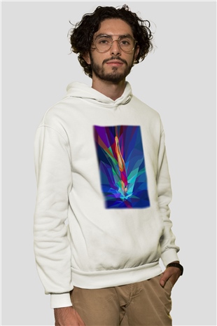 Yüzme Beyaz Unisex Hoodie
