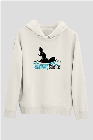 Yüzme Beyaz Unisex Hoodie