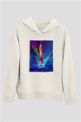 Yüzme Beyaz Unisex Hoodie