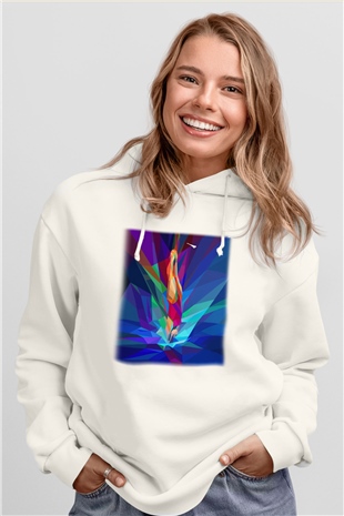 Yüzme Beyaz Unisex Hoodie