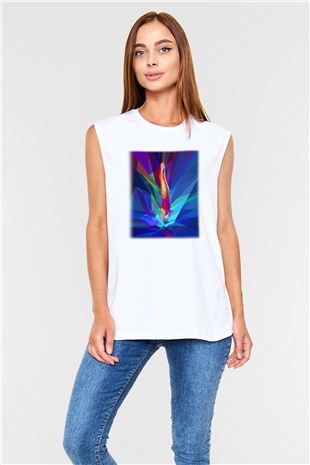 Yüzme Beyaz Unisex Kolsuz Tişört