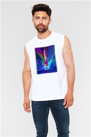 Yüzme Beyaz Unisex Kolsuz Tişört