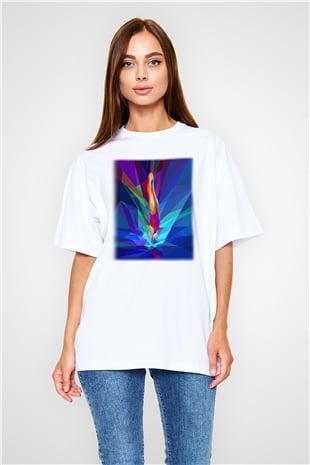 Yüzme Beyaz Unisex Oversize Tişört T-Shirt