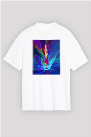 Yüzme Beyaz Unisex Oversize Tişört T-Shirt