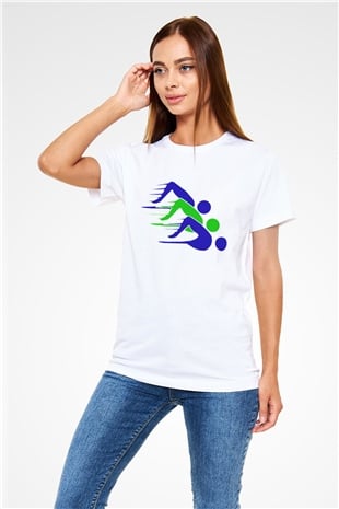 Yüzme Beyaz Unisex Tişört T-Shirt - TişörtFabrikası