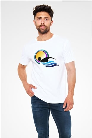 Yüzme Beyaz Unisex Tişört T-Shirt - TişörtFabrikası