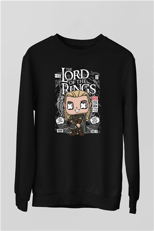 Yüzüklerin Efendisi Baskılı Unisex Siyah Sweatshirt