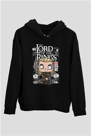 Yüzüklerin Efendisi Baskılı Unisex Siyah Hoodie