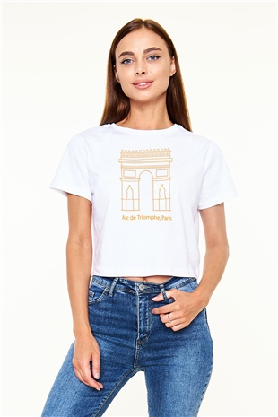 Zafer Takı Beyaz  Crop Top Tişört