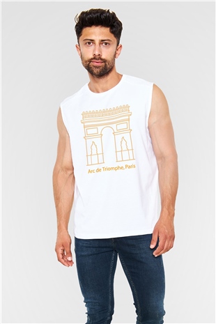 Zafer Takı Beyaz Unisex Kolsuz Tişört