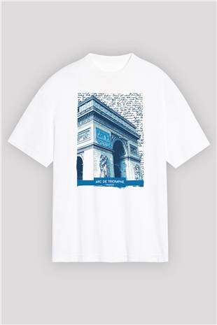 Zafer Takı Beyaz Oversize Tişört Oversize T-shirt - TişörtFabrikası