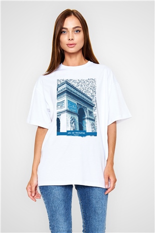 Zafer Takı Beyaz Oversize Tişört Oversize T-shirt - TişörtFabrikası