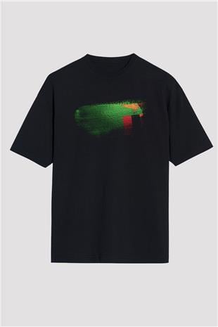 Zambiya - Zambia Bayrağı Baskılı Unisex Siyah Oversize Tişört