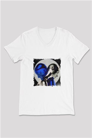 Zedd Baskılı Beyaz V Yaka Unisex Tişört