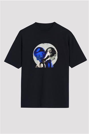 Zedd Baskılı Unisex Oversize Siyah Tişört