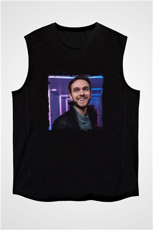 Zedd Baskılı Unisex Siyah Kolsuz Tişört