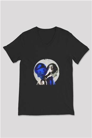 Zedd Baskılı Unisex Siyah V Yaka Tişört