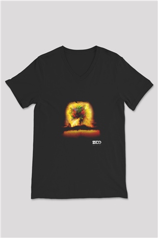 Zedd Baskılı Unisex Siyah V Yaka Tişört