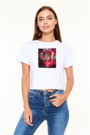Zedd Beyaz  Crop Top Tişört