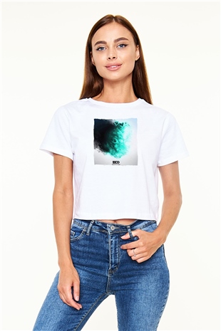 Zedd Beyaz  Crop Top Tişört