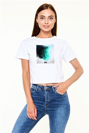 Zedd Beyaz  Crop Top Tişört