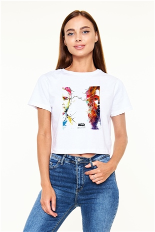 Zedd Beyaz Croptop Tişört