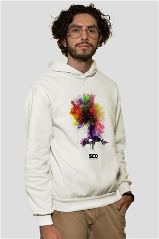 Zedd Beyaz Unisex Kapşonlu Sweatshirt