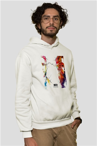 Zedd Beyaz Unisex Kapşonlu Sweatshirt
