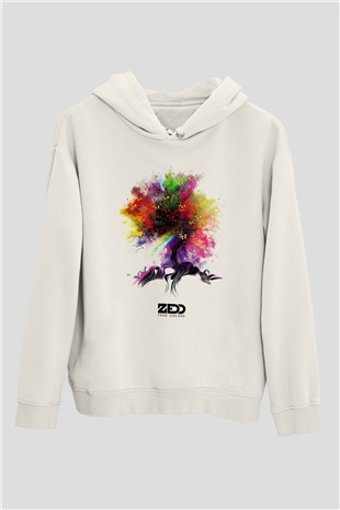 Zedd Beyaz Unisex Kapşonlu Sweatshirt