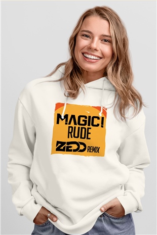 Zedd Beyaz Unisex Kapüşonlu Sweatshirt