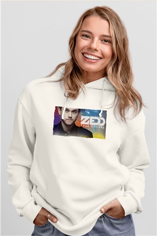 Zedd Beyaz Unisex Kapüşonlu Sweatshirt