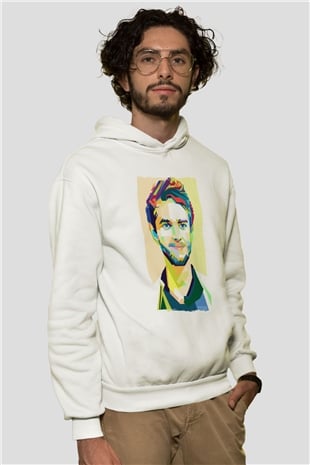 Zedd Beyaz Unisex Kapüşonlu Sweatshirt