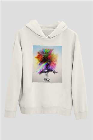 Zedd Beyaz Unisex Kapüşonlu Sweatshirt