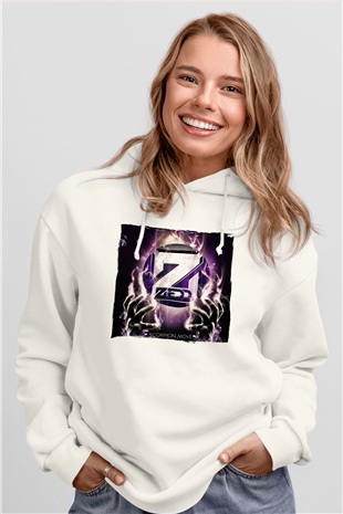 Zedd Beyaz Unisex Kapüşonlu Sweatshirt