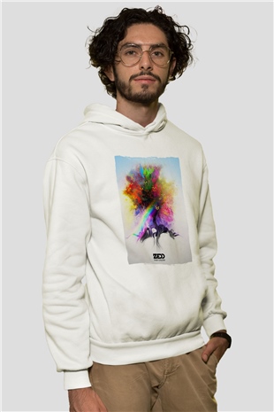 Zedd Beyaz Unisex Kapüşonlu Sweatshirt
