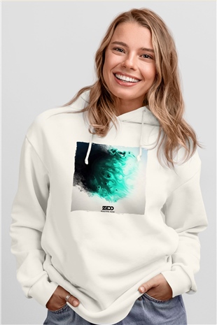 Zedd Beyaz Unisex Kapüşonlu Sweatshirt