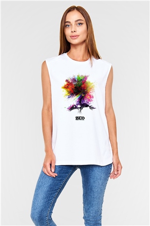 Zedd Beyaz Unisex Kolsuz Tişört