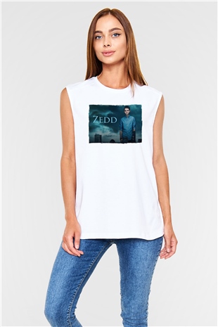 Zedd Beyaz Unisex Kolsuz Tişört