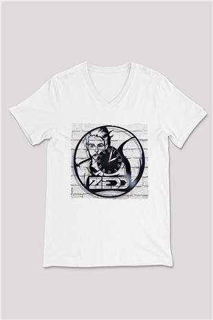 Zedd Beyaz Unisex V Yaka Tişört