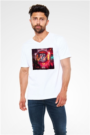 Zedd Beyaz Unisex V Yaka Tişört