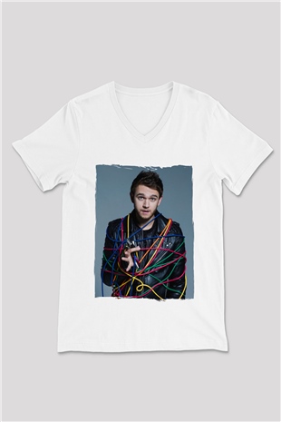 Zedd Beyaz Unisex V Yaka Tişört