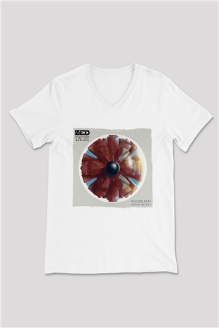 Zedd Beyaz Unisex V Yaka Tişört