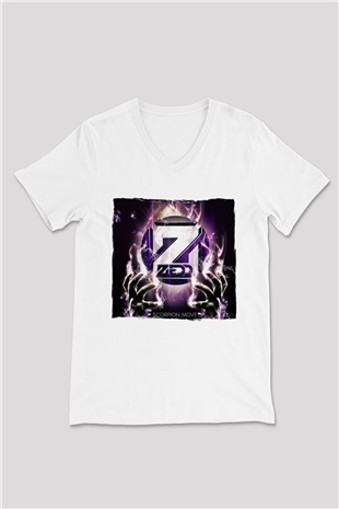 Zedd Beyaz Unisex V Yaka Tişört