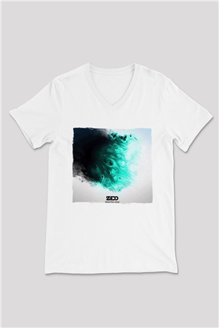 Zedd Beyaz Unisex V Yaka Tişört