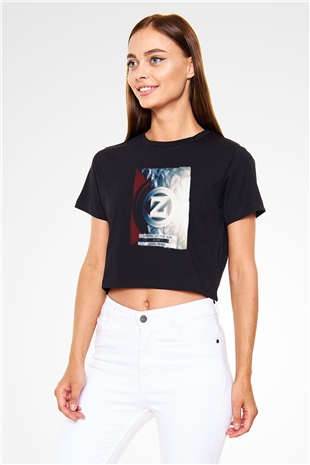 Zedd Siyah  Crop Top Tişört