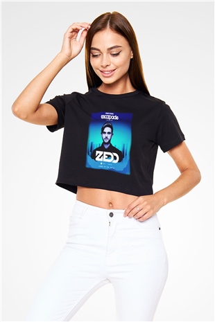 Zedd Siyah Crop Top Tişört