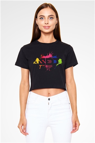 Zedd Siyah Crop Top Tişört
